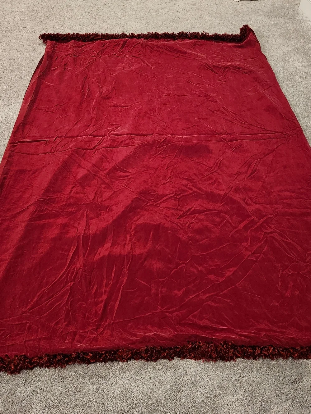 Red Silk Bed Scarf Or Throw